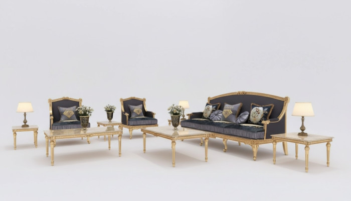Living landscape sofa couch 6-piece set 3-seater, 2-seater, 1-seater, coffee table, 2x side table