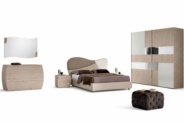 Bedroom complete set royal modern bed wardrobe nightstand 5-piece