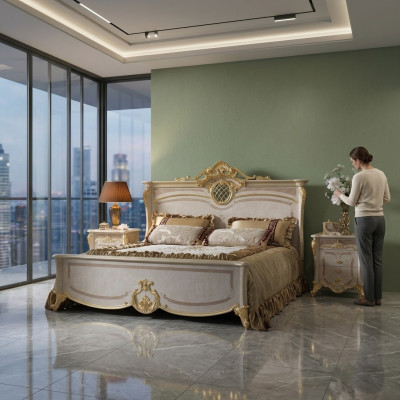 Bedroom furniture set - bed with two nightstands in a modern design