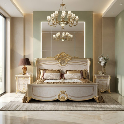 Bedroom furniture set - bed with two nightstands in a modern design