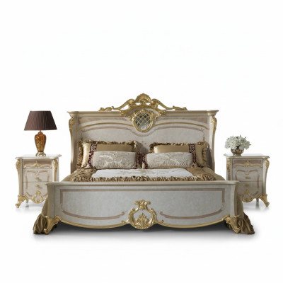 Bedroom furniture set - bed with two nightstands in a modern design