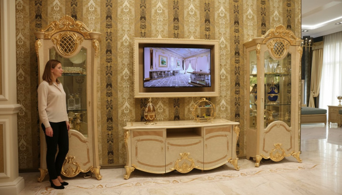 Design living wall sideboard 2x cabinet TV lowboard sideboard 3-piece set display cabinet