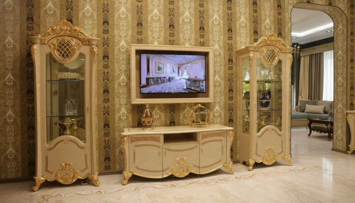 Design living wall sideboard 2x cabinet TV lowboard sideboard 3-piece set display cabinet