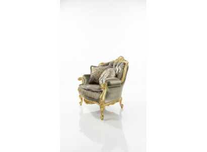 Armchair Relax Fabric Lounge Club Upholstery Design Couch Sofa Seat Luxury Gold New
