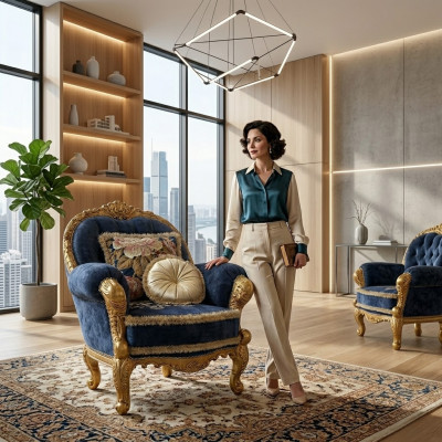 Classic design armchair living room single-seater sofa couch lounge club hotel luxury