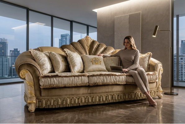 Design Sofa Couch Upholstery Sofas Couches Seat Classic Textile 3 Seater Three-Seater