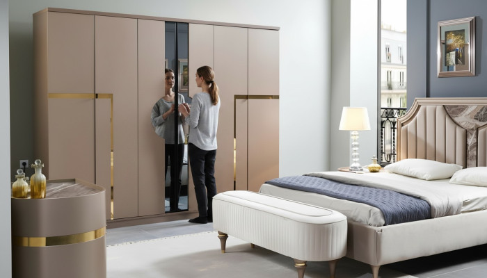 Wardrobe luxury closet bedroom furniture Italian style wooden cabinets