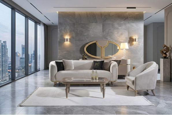 Sofa set couch sofa upholstery 3 + 1 seater coffee table wood 3-piece luxury furniture