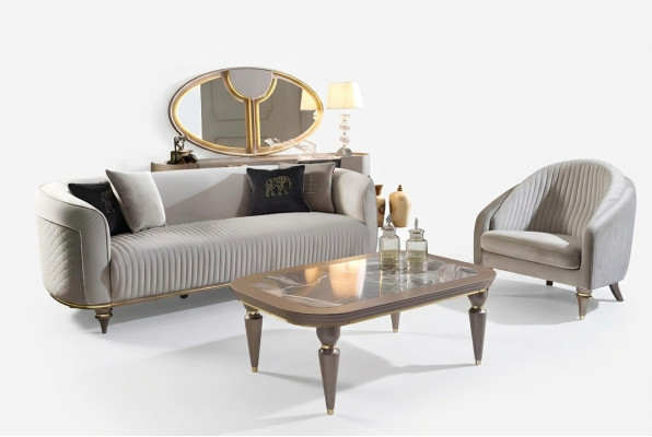 Sofa set couch sofa upholstery 3 + 1 seater coffee table wood 3-piece luxury furniture