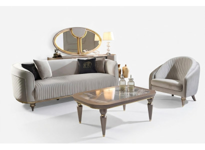 Sofa set couch sofa upholstery 3 + 1 seater coffee table wood 3-piece luxury furniture