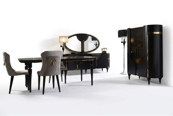 Table set furniture dining table 4 chairs luxury style furniture chair group sideboard 8-piece