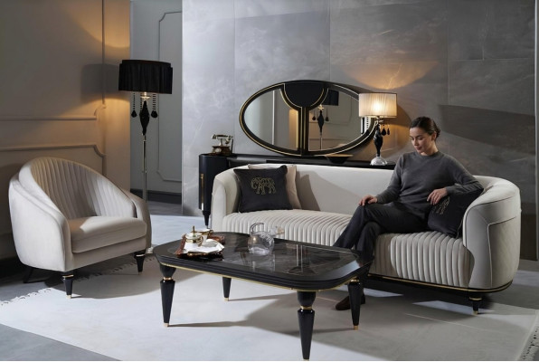 Sofa set 3+1 seater fabric sofa couch suite design gray black furniture 2-piece