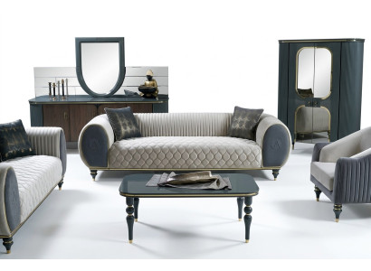 Three-seater sofa, 3-seater fabric luxury couch, large upholstered 230 cm designer