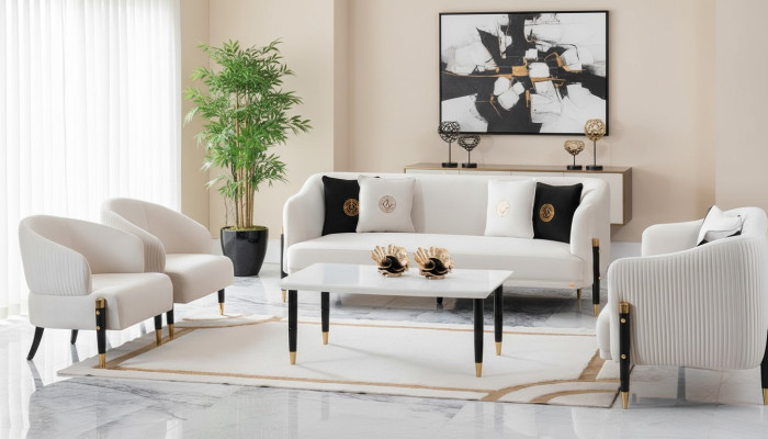 Set Design Sofas Sofa Couch Velvet Upholstery Seat 3+3+1+1 Seater Sofa Set