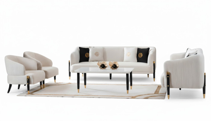 Set Design Sofas Sofa Couch Velvet Upholstery Seat 3+3+1+1 Seater Sofa Set