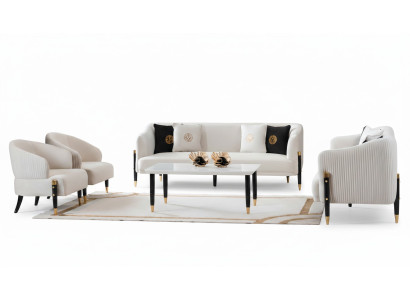 Set Design Sofas Sofa Couch Velvet Upholstery Seat 3+3+1+1 Seater Sofa Set