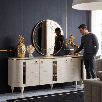 Wooden dressers sideboard furniture cabinet set 2-piece dresser mirror group