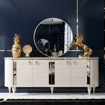 Wooden dressers sideboard furniture cabinet set 2-piece dresser mirror group