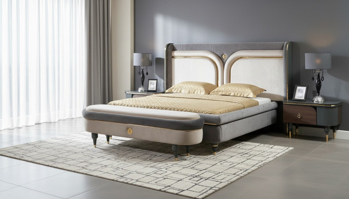Bed 2x Nightstand 3-piece Set Beds Double Bed Bedroom Hotel Marriage Luxury New