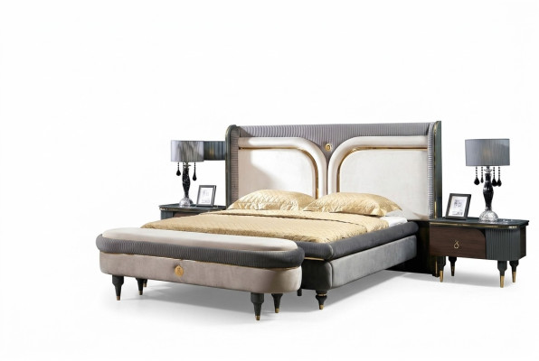 Bed 2x Nightstand 3-piece Set Beds Double Bed Bedroom Hotel Marriage Luxury New
