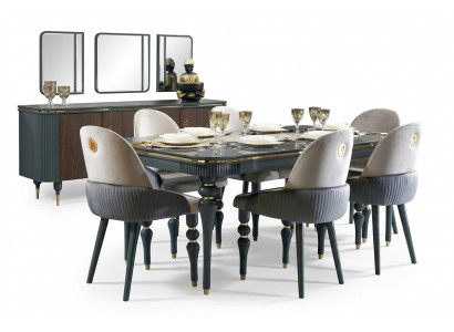Dining room set, dining group, wood, table, tables, complete 7-piece set, dining table, 6x chairs