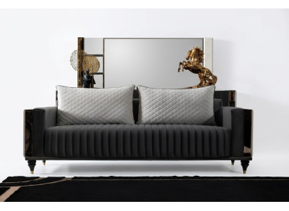 Three-seater couch, upholstered design sofa, 3-seat sofas, modern black room, new.