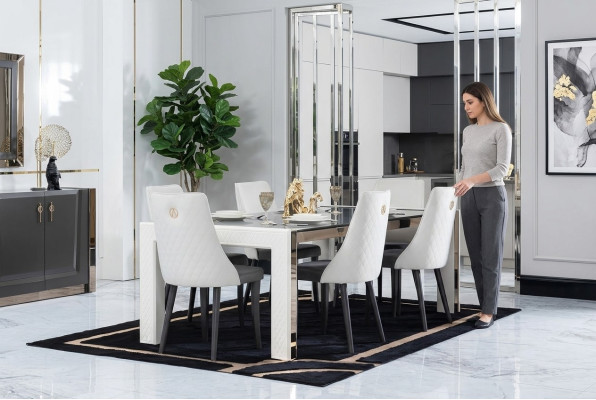 Design Luxury Dining Room Tables Italian Furniture Table Armchair 6x Chairs New