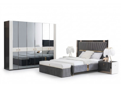 Bedroom complete set bed nightstand stool 5-piece design wooden furniture sets new