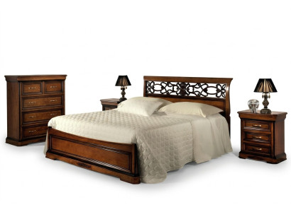 Bed 2x Nightstand Bedroom Set Table Beds Complete Wood Set Baroque 3-piece.