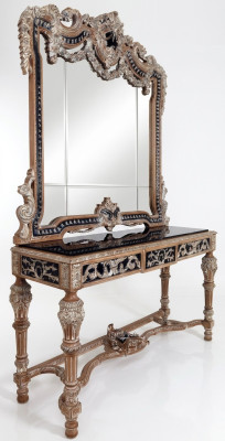 Wall mirror country style console dressing table with mirror console table brown
