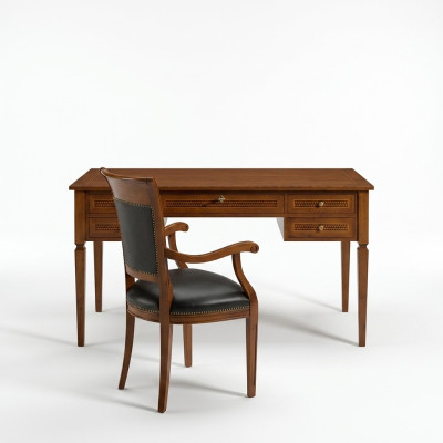 Chairs Upholstered Chair Set Wood Leather Backrest Suite Dining Seat Tables 1x New