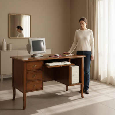 Italian desk with extendable drawers made of solid wood