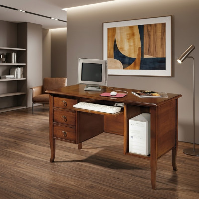Italian desk with extendable drawers made of solid wood