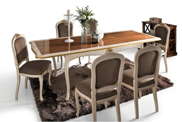 Set Table + 6 Chairs Complete Classical Dining Room Set Furniture Baroque