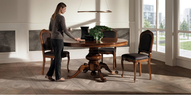 Dining set dining table table tables 4x armchairs set chair round 5-piece set ensemble