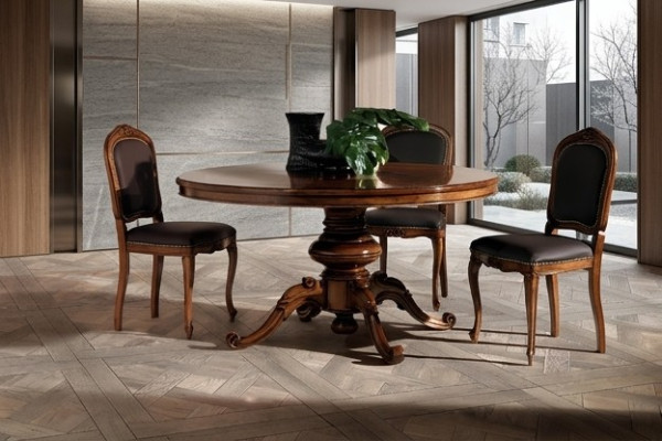 Dining set dining table table tables 4x armchairs set chair round 5-piece set ensemble