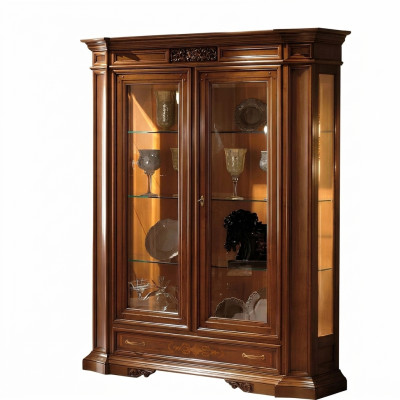 Showcase Sideboard Display Cabinets Luxury Glass Cabinet Wardrobes Brown Wood Design Furniture
