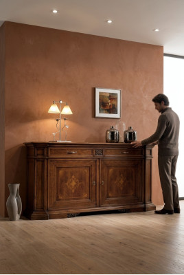 Luxury chest of drawers high cabinet sideboard cabinets wood brown Italian furniture