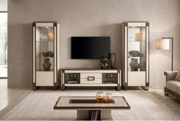 Design living room wall unit sideboard 2x display cabinets RTV lowboard sideboard 3-piece set living room walls