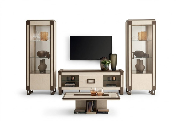 Design living room wall unit sideboard 2x display cabinets RTV lowboard sideboard 3-piece set living room walls