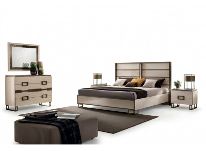 Bedroom bed, nightstand, dresser, mirror, upholstered bed, double bed set 5-piece.