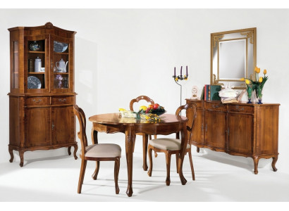Dining Room Set 7 pcs. Round Dining Table 3 Chairs Sideboard Dining Group Wood Table New