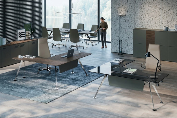 Corner desk, office desk, computer desk, office furniture, designer furniture, glass table, new