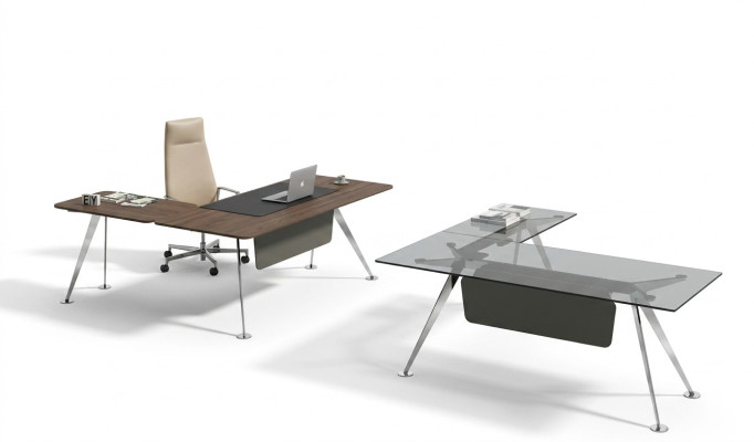 Corner desk, office desk, computer desk, office furniture, designer furniture, glass table, new