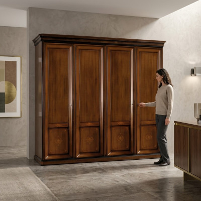 Luxury Wardrobe Closet Italian Furniture Bedroom Solid Wood Cabinets