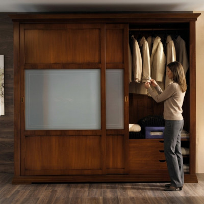 Luxury wardrobe bedroom closet solid wood cabinets Italian furniture