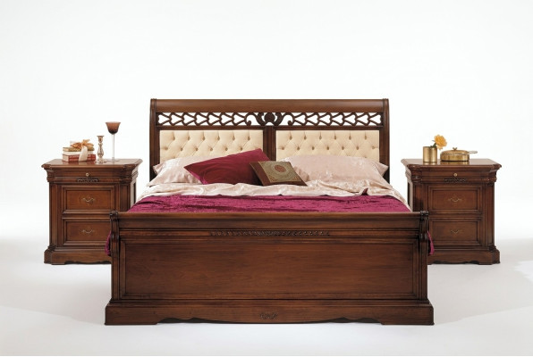 Bedroom bed nightstand wardrobe dresser hotel double new set 3-piece.