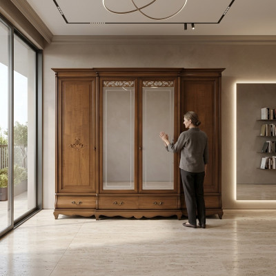 Wardrobe set wood cabinet bedroom solid wood furniture Italy cabinets