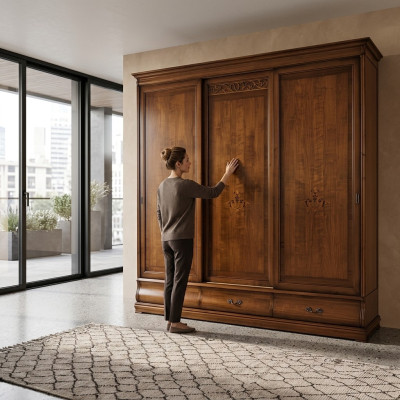 Wardrobe sliding doors wardrobe solid wood luxury cabinets Italian furniture