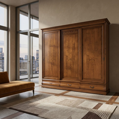 Wardrobe sliding doors wardrobe solid wood luxury cabinets Italian furniture